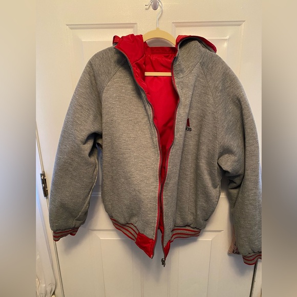 Adidas Reversible Hooded Jacket Vintage Red & Gray – Size Large - Picture 4 of 13